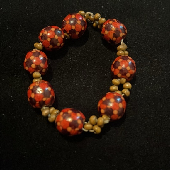 Beaded Brown, Orange, & Tan Stretchy Bracelet - Picture 17 of 17